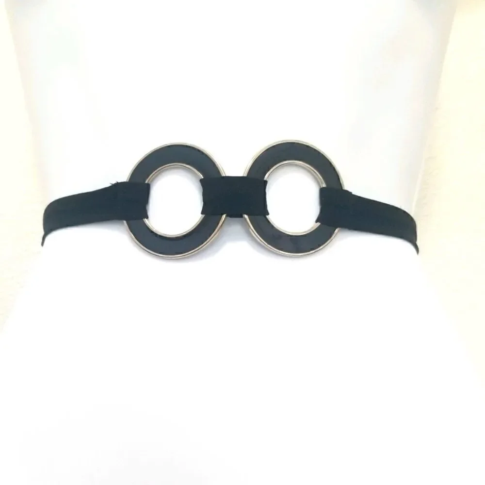 BLACK AND SILVER TIE BACK BELT OSFM